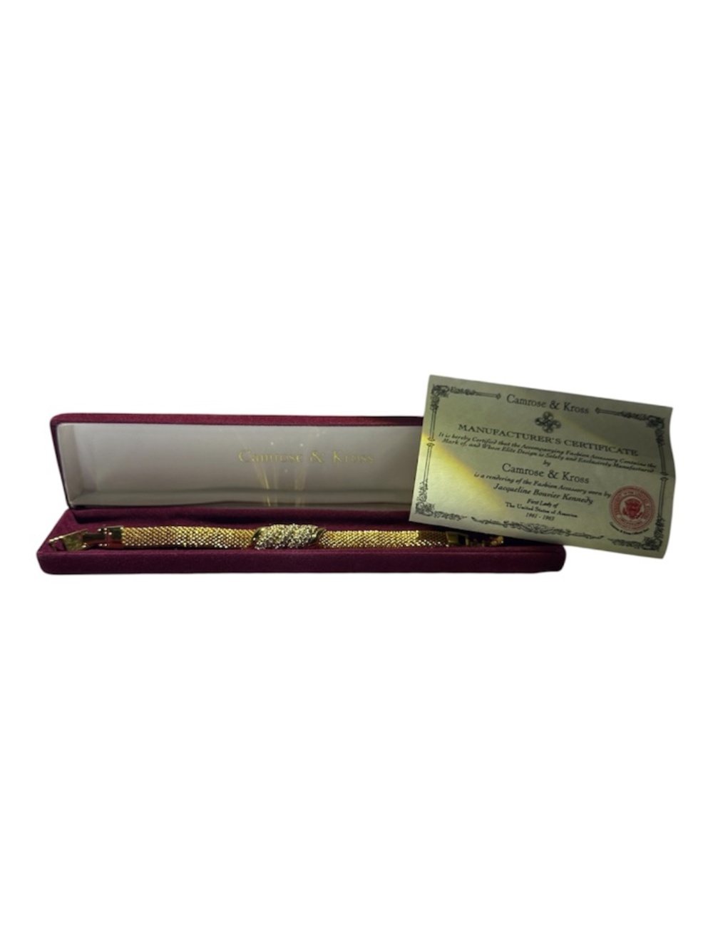 Camrose & Kross JBK Collection Gold-Tone Mesh Crystal Bracelet | Box & Cert